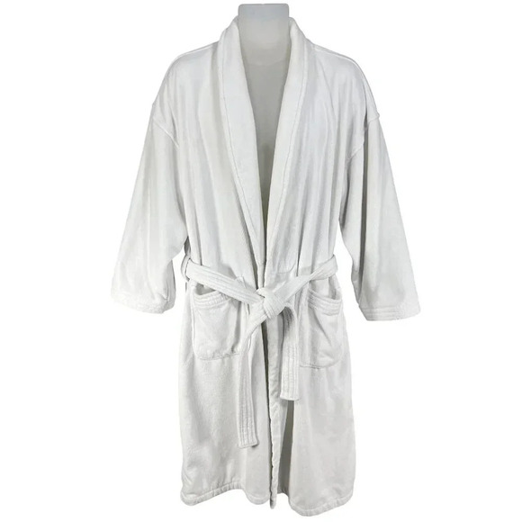 Monarch Cypress Unisex OSFM Luxurious White Heavy 100% Turkish Cotton Spa Robe - Picture 4 of 13